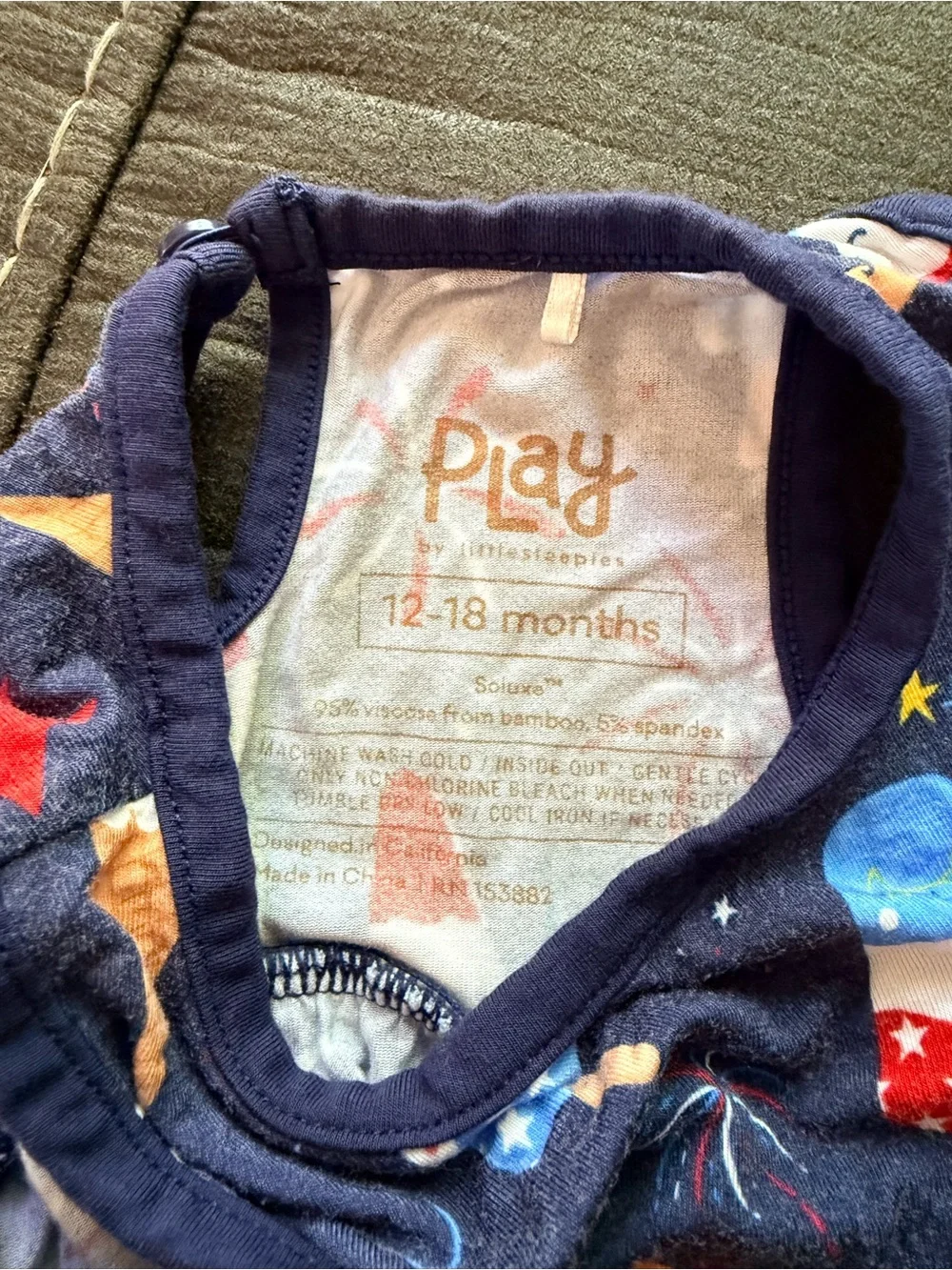 Little Sleepies Navy Red White Ice Cream & Fireworks One-Piece Bodysuit